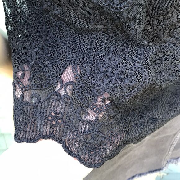 In Bloom By Jonquil Black Sheer Mesh Lace Halter Top Sz M Goth Coquette Grunge - Picture 4 of 8
